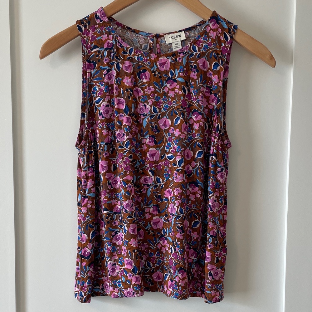 J. Crew Women's Floral Sleeveless Blouse - Pink and Brown
